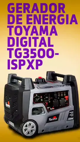 O Gerador de Energia Toyama Digital TG3500iSPXP-220 de corrente alternada é um gerador de energia a gasolina desenvolvido para o uso profissional. É equipado com motor de pistão de ignição por centelha a Gasolina 4 tempos com 192cc monocilíndrico, refrigerado a ar, com partida manual.   . . . . . .. . . . .. .. . . . . .. . . . .. #soaquiferramentas #gerador #Toyama