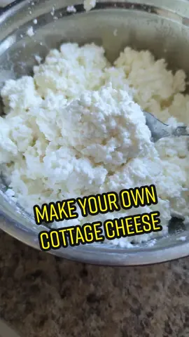 2 litres of milk (you can use 0 percent, to homo, it all depends on how creamy and high fat you like it), 1/4 cup to 3/4 cup of white vinegar (u can also use apple cider vinegar or lemon juice, but I prefer white vinegar). Bring milk just to boiling point, stirring to ensure it doesn't burn. Remove from heat, add vinegar, stir gently. Allow to sit for upwards of 30 minutes for curds to form, stirring periodically (or adding more vinegar if there is some residual milk). Strain and use as ricotta OR for cottage cheese rinse in cold water, add salt, and additional cream to add creaminess. Enjoy :) #diycottagecheese #homemadecottagecheese #cottagecheese #cottagecheeserecipe #cottagecheeserecipes 