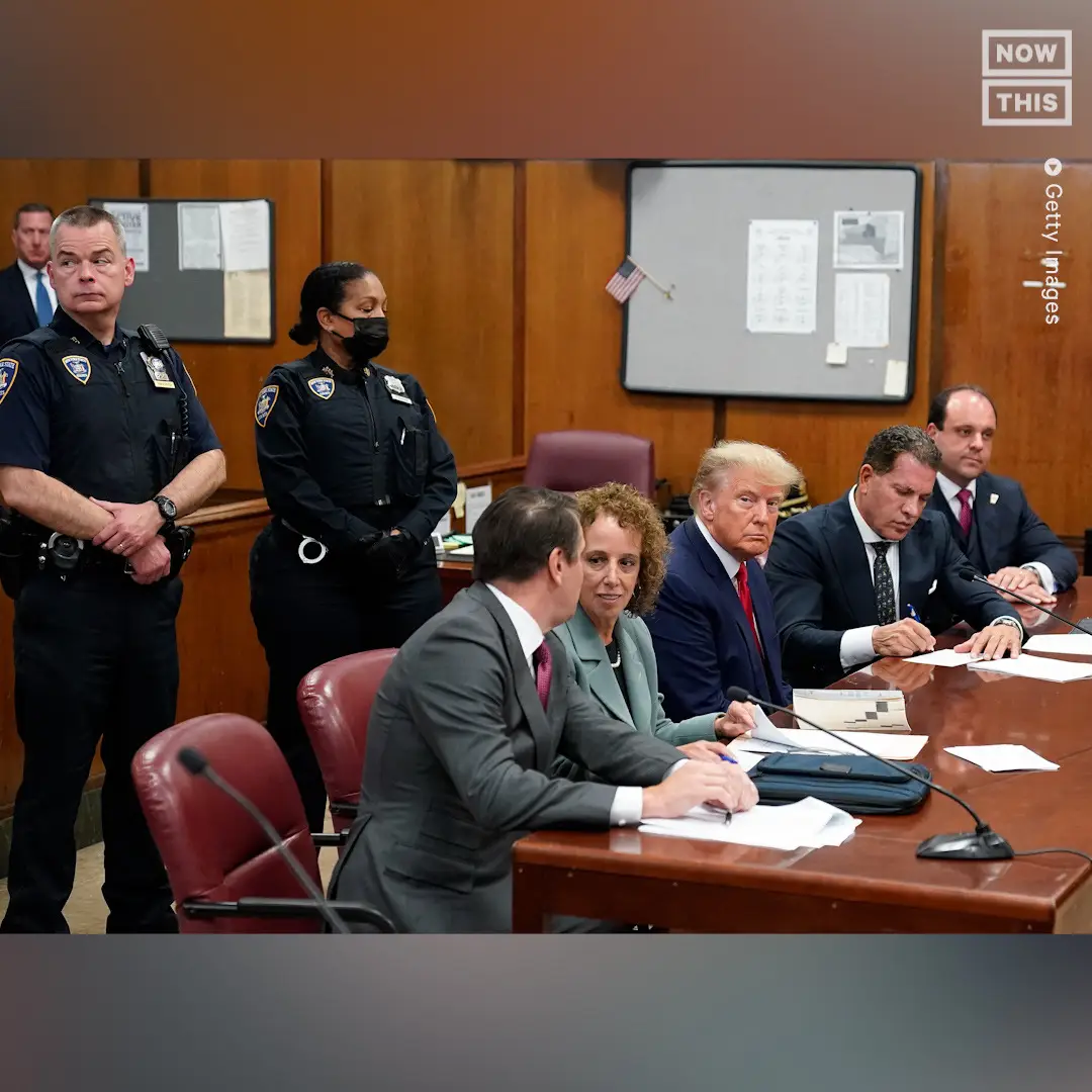 [record scratch] [freeze frame] ‘Yep, that’s me. You’re probably wondering how I ended up in this situation...’ Former President Donald Trump pleaded not guilty Tuesday to 34 felony counts of falsifying business records stemming from hush money paid to adult film star Stormy Daniels during the 2016 presidential campaign. 📸: Getty Images #news #politics #trump #donaldtrump #breaking #trumparraignment #trumpindictment #nowthispolitics 