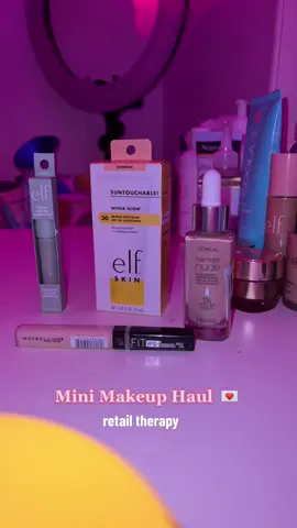 itty bitty makeup haul 🎀💓💐 #MyDolceMoment #SeeHerGreatness #GetCrackin #makeuptherapy #retailtherapy #grwm #grwmroutine #grwmmakeup #getreadywithme #fyp #fypシ #foryoupage #foryou #elfcosmetics #camocorrector #greencolorcorrector  #elfsuntouchable #elfwhoaglow #maybellinefitmeconcealer #lorealtintedserum #makeuphaul #riteaid 