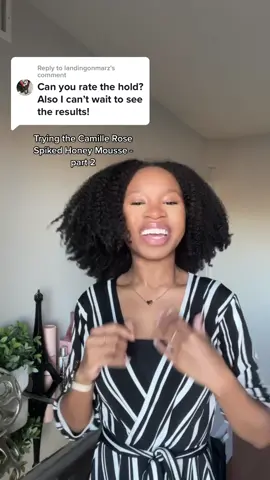 Replying to @landingonmarz i’d give the hold a 2 or 3/10. Easily the lightest wash & go I’ve done so far. @camillerosenaturals love u!!! #camillerose #moussewashandgo #spikedhoneymousse #naturalhairstyles #curls #type4hair 