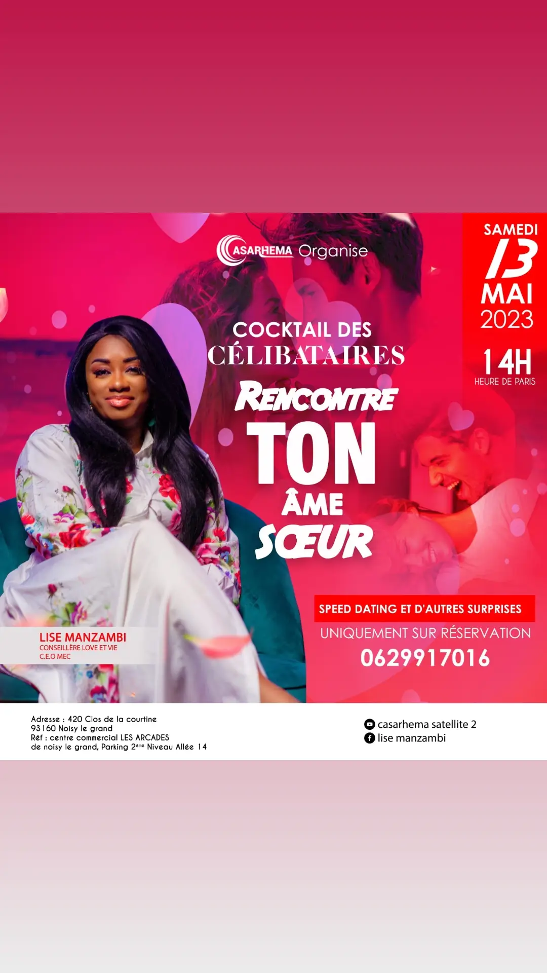 Cette invitation est pour toi célibataire 👈 Pour la réservation cliquez : https://my.weezevent.com/celibataires-event-rencontre-ton-ame-soeur #couple #amour #Love #conferences #lisemanzambi 