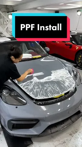 Heres a look at our paint protecrion film track package. Protects the full front of the vehicle from rock chips and scratches!  #hughsdetailing #detailing #detailersoftiktok #ppf #porsche 