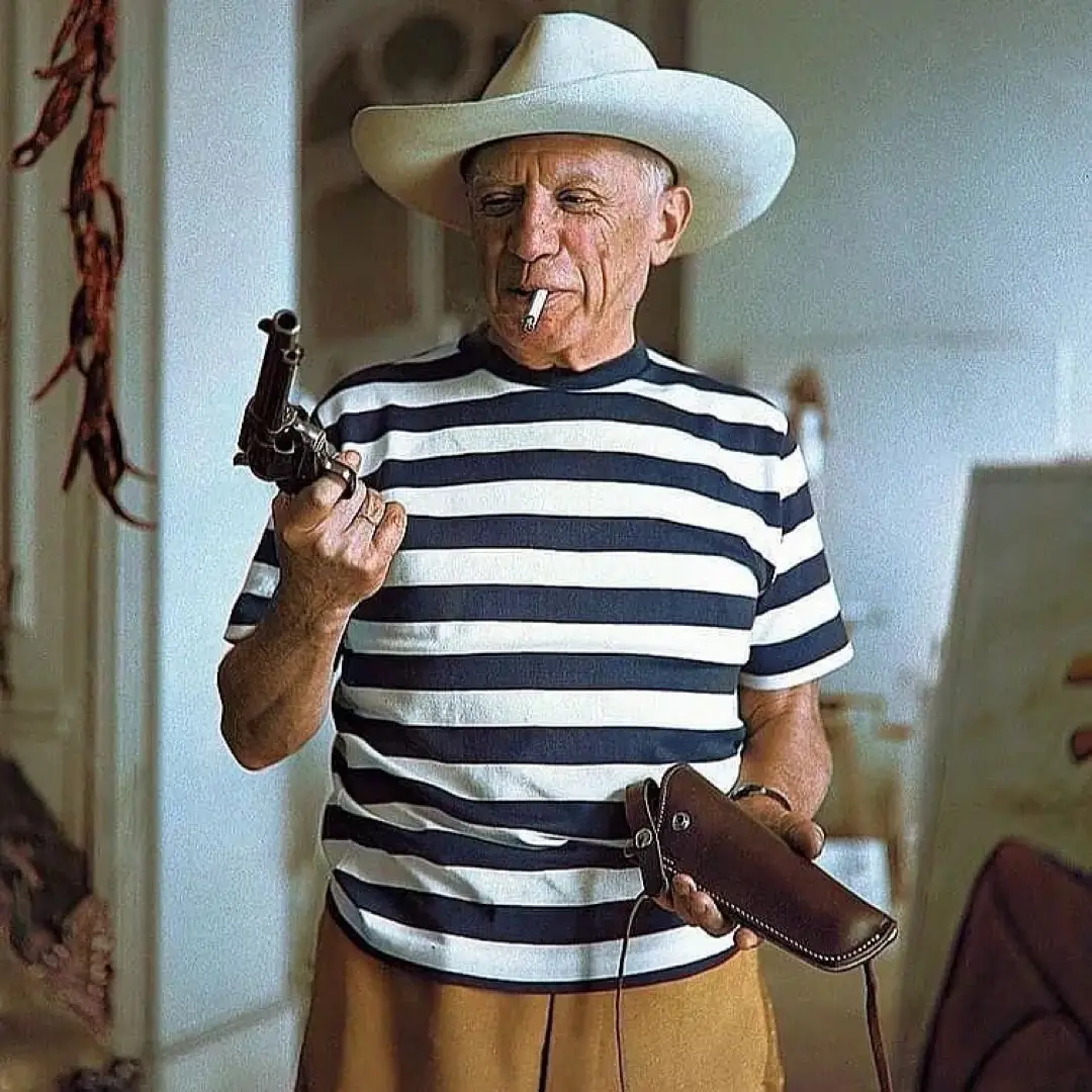 Picasso used to carry around a **FAKE** revolver loaded with blanks and would fire it at people who asked him the meaning of his paintings. 