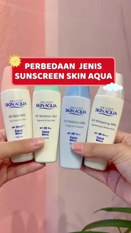 Perbedaan sunscreen skin aqua🤗💖 Diskon up to 25% JOIN LIVE TIKTOK KITA!🥰 #InspirasiRamadanTiktokShop #sunscreenskinaqua 
