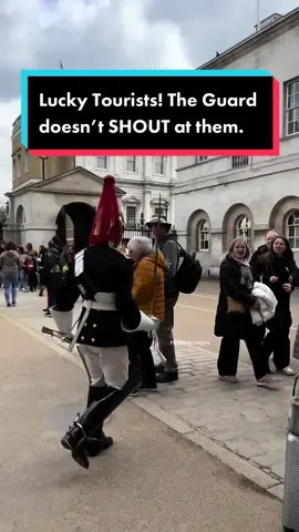 Lucky Tourists ! The Guard doesn’t SHOUTS at them. #kingsguard #tourists #royalguard #london #england #uk #foryou #fyp 