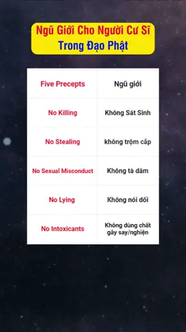 Ngũ Giới Cho Người Cư Sĩ Trong Đạo Phật #hoctienganh #tienganhphatphap #tienganhphatgiao #phatphap #phatgiao 