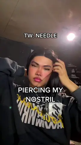 pierced my own nose for the 2nd time!!! This time with proper tools! HAHAHAHHA #fyp #nosepiercing 