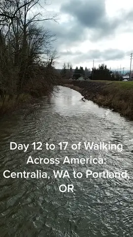 Day 12 to Day 17 of Walking across America: Centralia, WA to Portland, OR Lots of rain and lots of sweet and generous people. Phone broke a long the way so that was no fun, but we make do. Sad to leave WA but excited to have got to  Oregon. #walk #adventure #walkacrossamerica #walkingacrossamerica #washington #backpacking #rain #rainhiking #camping #tent #pedestrian #pedestriandignity #centralia #chehalis #toldeo #castlerock #longviewwashington #lacenter #kalama #woodland #vancouver #oregon #portland