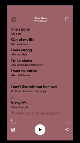 Lirik Terjemahan She's Gone - STEELHEART #lirikterjemahan #steelheartshesgone #spotifylirycs #medantiktok #fypシ #fypシ゚viral #fyp #xyzbca #vidiostory 