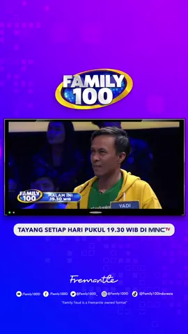 Hai haiii Keluarga Indonesia! Selalu ada yang BARU & SERU di #Family100😍🔥  Di episode MALAM INI juga akan ada yang bawa pulang hadiah SPEKTAKULER lho🥳. Kira-kira tim yang mana yaa⁉️ Yuuk pemanasan jawab pertanyaan survei ini sebelum nonton nanti malam: Kata apa yang biasa digunakan untuk mengungkapkan kelegaan?😮‍💨  Survei…MEMBUKTIKAN! MALAM INI, pukul 19.30 WIB hanya di @MNCTV✨   @fremantle Indonesia   #Family100 #SurveiMembuktikan #FamilyFeud #FamilyFeudID