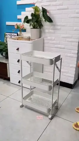 3 tiers foldable trolley kitchen rack with roller easy moveable rack household item storage  snacks trolley #trolleycartorganizer #trolleyrack #storage #snacks #householditems #goodthing #tiktokshop #racunintiktok #11311 #viral 