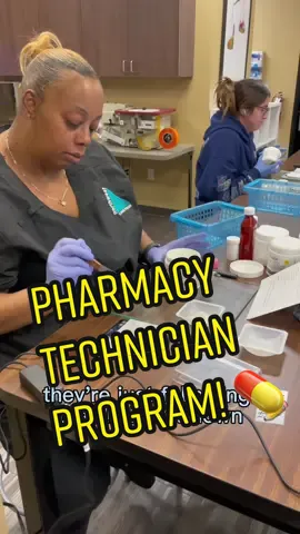 NCC students practicing their Pharmacy Technician skills! 💊👩‍⚕️ Compounding is the process of mixing or combining of ingredients to create the desired medication. For many technicians in the field, this is a daily responsibility.  Shoutout to our students!  #pharmacytechnician #pharmacytiktok #pharmacytech #northwestcareercollege #nccvegas #lasvegas #compoundingpharmacy #capcut #CapCut 