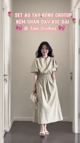 Không rời mắt nổi em set tay bồng croptop kèm chân váy xoè dài quá xinh nhà #tấmclothes 😍🌷✨