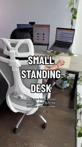 dont let limited space deter you from a productive workspace✨ #smalldesk #smallstandingdesk #standingdesk #wfh #wfhlife #wfhsetup #minimalist #smallspace #furniture #deskforcondo 