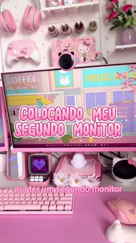 colocar o segundo monitor foi uma saga com erros e acertos, mas foi um sonho que deu certo ⸜(*ˊᗜˋ*)⸝💗 #pcgamerbrasil #gamerbrasil #garotagamer #setuprosa #pcrosa #segundomonitor #fy 