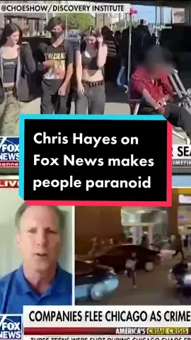 Chris Hayes says people who consume right-wing media, like Fox News, are exposed to a constant feed of people committing crimes which makes them paranoid.