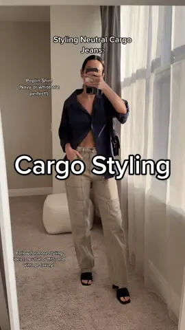 How to style neutral cargo jeans @agoldedenim #cargopants #cargos #cargojeans #neutraloutfit #minimaloutfits #fashionstylist #styletips #outfitoftheday #dailyoutfits #casualoutfits 