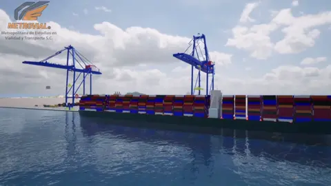 🚢 Simulación de un puerto #logistica #maritimo #transporte #barcos #exportacion #mercancia #logisticamarina #entrega #3D #3d #simulacion 