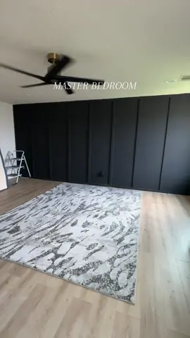 BLACK WALLS ARE SEXY 🖤 #masterbedroom #makeover #renovationproject #renovation #decor #black #blackwall #accentwall #DIY #diyproject #fyp #foryou #transformation #parati #homediyproject #homeimprovement 