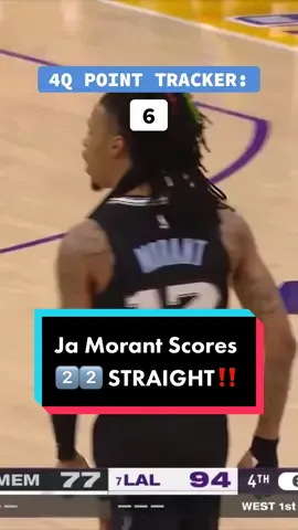 Ja Morant had 2️⃣2️⃣ STRAIGHT POINTS in the 4th quarter 🤯 #PLAYOFFMODE #NBA #NBAPlayoffs #basketball #Ja #JaMorant #OD #wow 