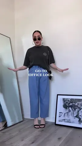 Literally my favorite #gotolook 😏 #howtostyle #stylingideas #stylingtips #outfitinspo #outfitidea #officelook #officeoutfit #trousersoutfit #simpleofficelook #simpleoutfit #quickoutfit #MomsofTikTok #casualstyle #casualoutfit #graphicteestyle #graphicteeoutfit 