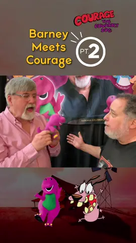 It’s Barney meets Courage part 2! Barney checks in on my progress, he’s the best friend a little pink dog could have! Thanks @yesthatbobwest! #courage #couragethecowardlydog #barney #barneythedinosaur #comiccon #bffs #cartoons #cartoonnetwork #CelebWorx #celebworxpride