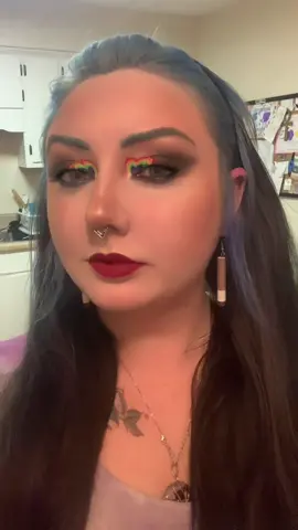 #alternativegirl #altgirl #gothgirl #bluehair #fyp #midsize #makeup #plussize #mua #graphicliner #heartliner #heartmakeup #rainbowmakeup 