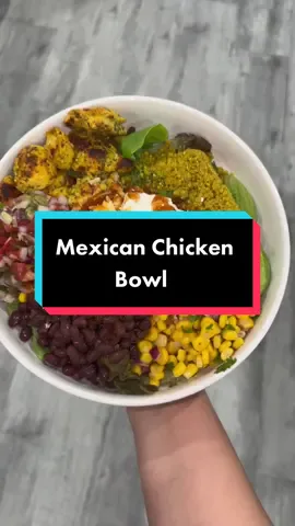 I can literally eat chicken bowls every single day! Such a fun way to get your proteins in! And you can pair it with so many different veggies and legumes! I usually also add guac but was out of avocado! #chickenbowl #mexicanbowl #weightlossfood #lunchideas #DinnerIdeas #FoodTok #nofastfoodoverhere 