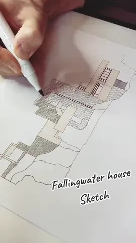 Fallingwater house ✍🏻📐🏠♥️ #art #architect #sketchbook #sketch #creation #design #house #villa #people #live #worklife #fyp 