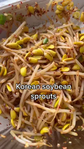 Replying to @killerqueenmirelurk korean soybean sprout sice is also my fav #soybeansprouts #banchan  1 lb soybean sprouts 1 Tbsp sesame oil 2 Tbsp soy sauce 1 tsp gochugaru  1 tsp sesame seeds 2 green onions 2 minced garlic cloves Salt & pepper to taste Boil your sprouts for 10 minutes then mix in remaining ingredients. Can be enjoyed immediately but will be even better as it sits 🥰