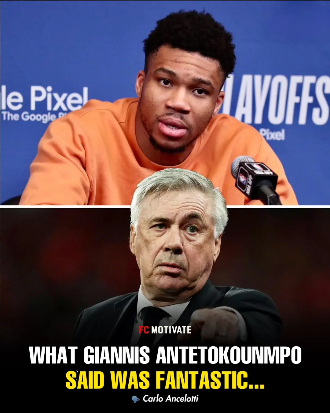 Carlo Ancelotti talks about Giannis Antetokounmpo 🫡 #carloancelotti #ancelotti #fyp #giannisantetokounmpo #footballmotivation 