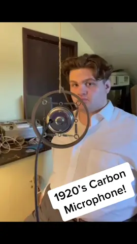 Testing a 1920’s carbon microphone! #antique #microphone #vintage #fyp 