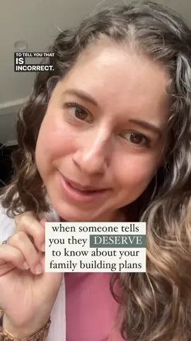Let me be 👏🏻 one 👏🏻 thousand 👏🏻 percent 👏🏻clear:  aside from your future co-parent (if you have one) no one is entitled to know about your family building plans. This is personal and you have the right to share it: ✴️ when you want  ✴️ how you want  ✴️ with whom you want There is a serious lack of boundaries in some relationships, especially on this topic (I was asked if/when I was going to have another child twice this week) and when I was pregnant with my son, I had more than one close person ask if they could announce FOR ME before I was ready to tell other important folks in my life. Excuse me what? When called out, folks may show some defensiveness (“you’re being sensitive!” “I’m your cousin, best friend, mother, brother, mailman…” “I’m just curious!”) and that should be expected - because no one likes to be called out, right? Do yourself a favor and set the boundary right then.  ➡️ drop a 🙋🏻‍♀️ in the comments if someone asked you about your family building plans this week.  ➡️ if you’re a bit unsure about boundary setting, check out the highlight on my main page and feel free to DM me! #boundaries #family #friends #pregnancy #infertility #adoption #surrogacy #donorconception #help #ttc #infertilityjourney #therapist #reel 