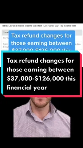 Tax refund changes for those earning between $37,000-$126,000 this financial year #ausfinance #tax #taxtok #taxes #taxrefund 