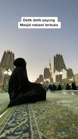 Rela gak pulang kehotel selepas subuh demi merasakan dan melihat keindahan payung masjid nabawi terbuka secara langsung #masjidnabawi #madinah 