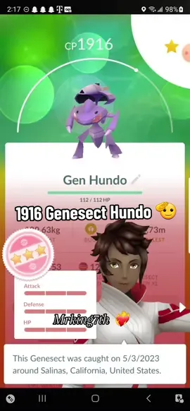 Caught a 1916 Genesect Hundo 🫡 #mrking7th #pokemon #pokemongo #genesect #hundopokemon #pokemongodaily #GamingOnTikTok #niantic 