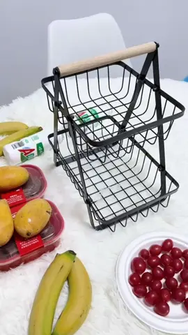 Bakul buah logam mudah alih 2 tingkat #2layers #portable #metal #fruitbasket #kitchen #bakulbuah🍉🥑🥝🥭 #mudahalih 