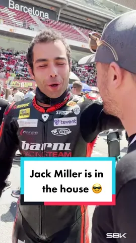What a duo 🤩  Danilo Petrucci and Jack Miller saw each other earlier today and we’re all over the place for this amazing interaction 🫶 #CatalanWorldSBK #WorldSBK #motorcycle #Motorsport #racing 