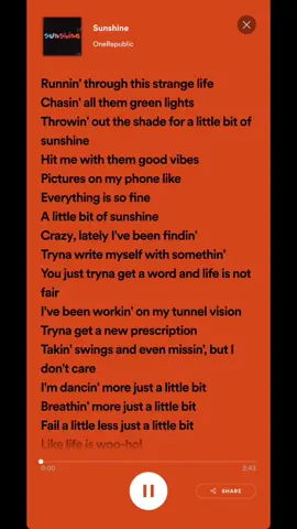 Sunshine - Onerepublic #sunshine #onerepublic #trending #trendingsong #trendingsong #popular #popularsong #foryou #lyrics #lyricsvideo  #CapCut #music #fypシ #fyp 