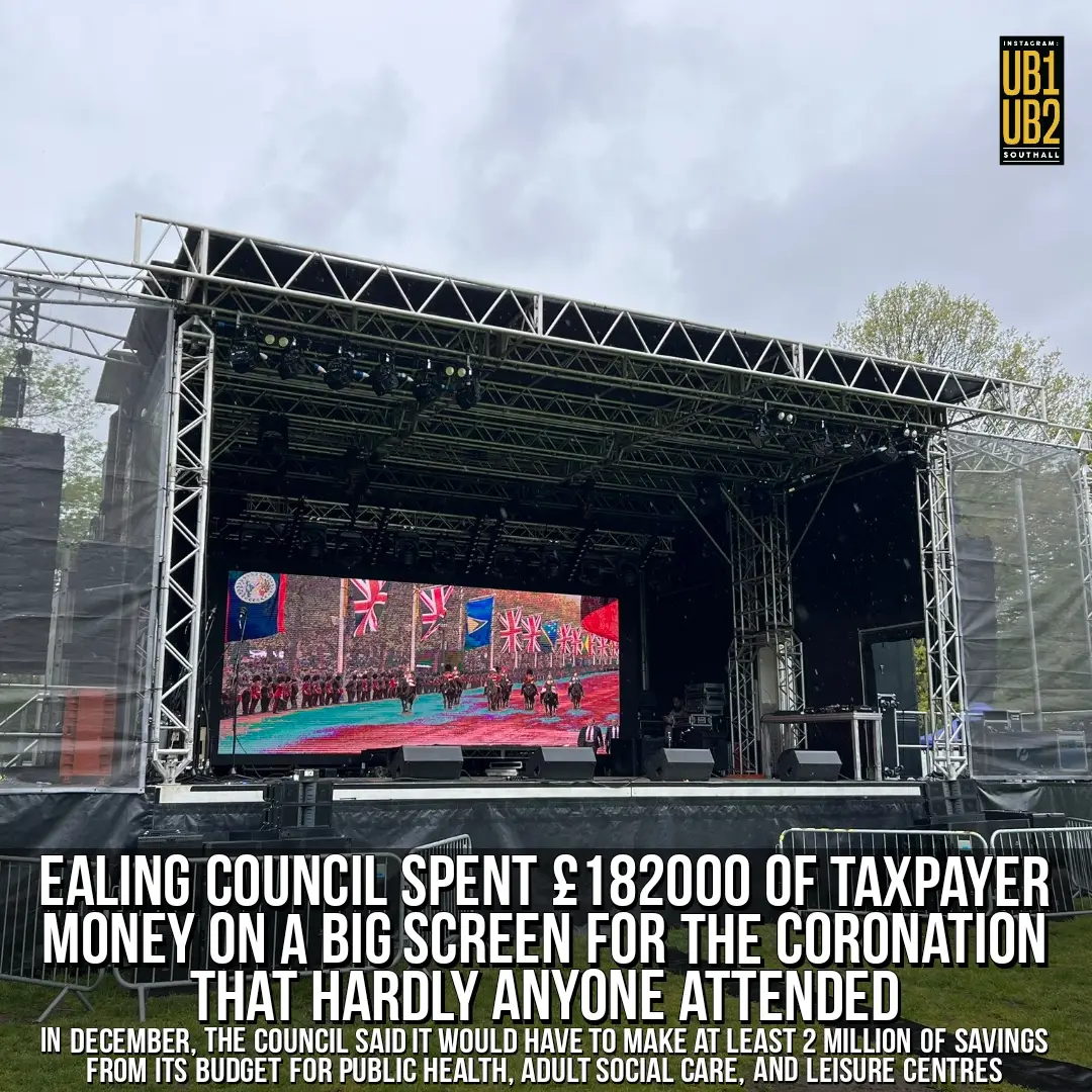 Ealing Council has spent more money than any other council on a poorly attended coronation event. Just 5 months ago, Ealing Council said it planned to make £2mil of savings from its budget for public services - during a cost of living crisis #UB1UB2 