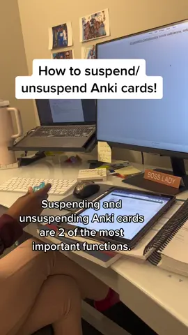 -Command A: selects the entire deck -Command J: will suspend or unsuspend the selected cards -Yellow cards are suspended. This means you will not see them when you study that deck. If you are using the Anking deck (med school) or the MileDown deck (premed), suspend the entire deck right after you download it (all cards should be highlighted yellow). Then, as you study different portions of you classes, you will unsuspend those particular cards. For example, if you are beginning to study the MCAT and your first content review subject is biochem, you would want everything suspended except the biochem cards for the material covered so that when you use Anki you are only studying what you have learned.