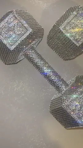 The only rhinestone dumbbells available. (Google it.) 💪🏻 #rhinestone #bling #gym #GymTok #bikini #bodybuilding #dumbbell 