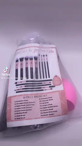 Check out our new brush set! 16 pieces and includes a beauty blender!! Order NOW on our Tiktok shop for orders in the UK or follow Jessicasmakeuplounge to place your orders in Gambia #mua #beautyblender #makeup #viral #gambiantiktok #gambia #beauty #thesmilingcoastofafrica🇬🇲 