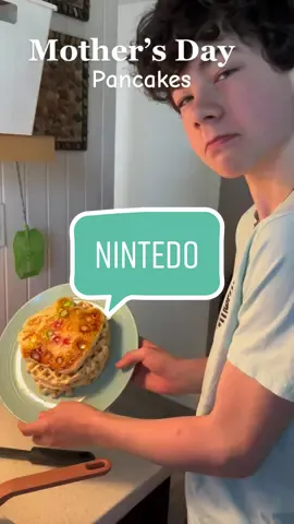 This will forever be my favorite Mother’s Day Breakfast! #nintendo #pancakes #mothersday 
