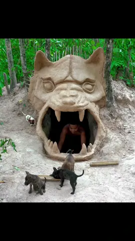 Build an underground paradise with swimming pools for newborn puppies#building #relax #survivaltools #pet #survivalintheforest #dogsoftiktok 