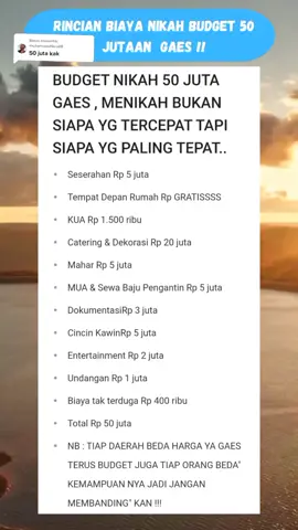 Membalas @muhammadfero08 nih gaes biaya nikah budget 50 an juta semangat gaes #TikTokPromote #fypシ #fypdongggggggg #fyp #nikah #pernikahan #menikah #trend 