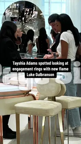 #TayshiaAdams spotted looking at engagement rings with new flame #LukeGulbranson. Full details in our bio 💍