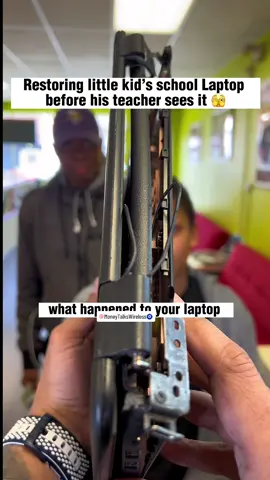 Little kid broke his school laptop and wanted to fix it before his teachers find out 😱 #asmr #phonerepair #moneytalkswireless #fyp #igotchu #ct #foryou #foryoupage #mtw #bridgeportct #appleiphone #laptop #school 