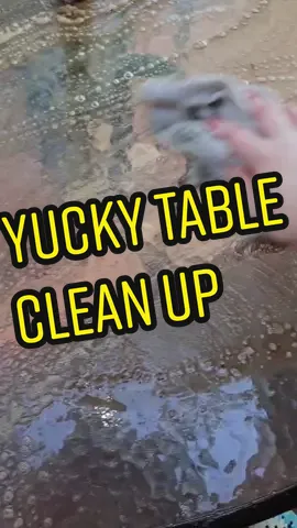 Another dirty table cleaned up. Brantley asked why we can't eat outside like we do at my sister's house so I Def made sure to get the table clean for him so tomorrow he can eat outside ❤️ So satisifying to get this clean #outside #messyyard #cleaningtiktok #mess #cleaning #asmr #scrubbing 